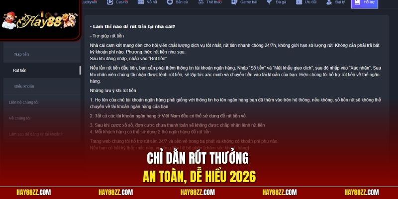 Chỉ dẫn rút thưởng an toàn, dễ hiểu 2026