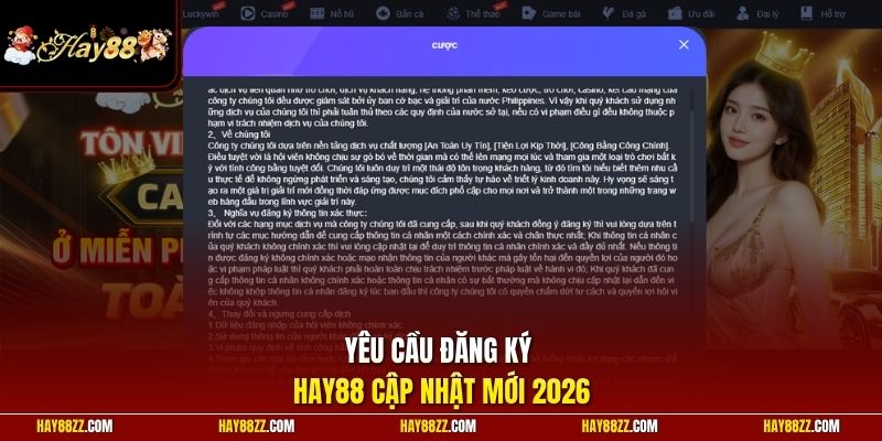 Yêu cầu đăng ký HAY88 cập nhật mới 2026